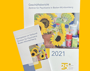 Bild des Geschäftsbericht der Zentren für Psychiatrie in Baden-Württemberg 2021.